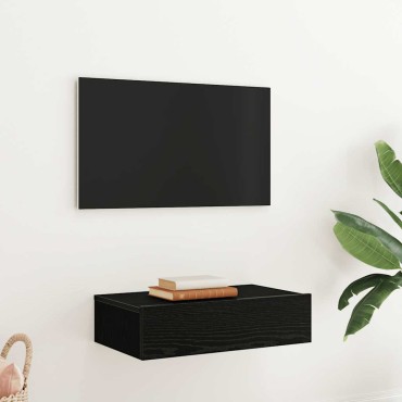 vidaXL Έπιπλο Τηλεόρασης με Φωτιστικά LED Μαύρο Δρυς 60x35x15,5cm