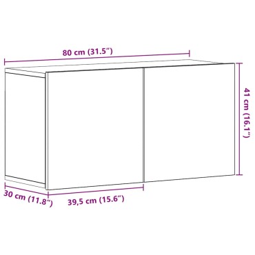 vidaXL Έπιπλο Τηλεόρασης Μαύρο Δρυς 80x30x41cm από Τεχνητό Ξύλο