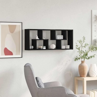 vidaXL Ράφι Τοίχου Μαύρη Δρυς 36x16x90cm από Τεχνητό Ξύλο 1 τεμ.