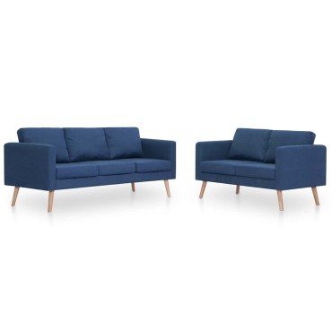 vidaXL Σετ Σαλονιού 2 τεμ. Μπλε Υφασμάτινο 116x70x73cm  Διθέσιος Τριθέσιος