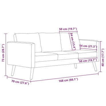 vidaXL Σετ Σαλονιού 2 τεμ. Μπλε Υφασμάτινο 116x70x73cm  Διθέσιος Τριθέσιος