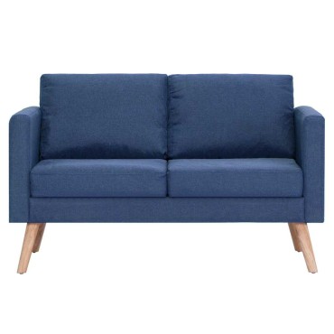 vidaXL Σετ Σαλονιού 2 τεμ. Μπλε Υφασμάτινο 116x70x73cm  Διθέσιος Τριθέσιος
