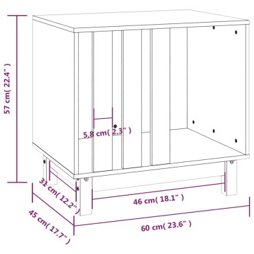 vidaXL Σπιτάκι Σκύλου 60 x 45 x 57 εκ. από Μασίφ Ξύλο Πεύκου