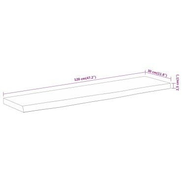 vidaXL Ράφι Επιτοίχιο Ορθ. Live Edge 120x30x2,5cm Μασίφ Ξύλο Ακακίας