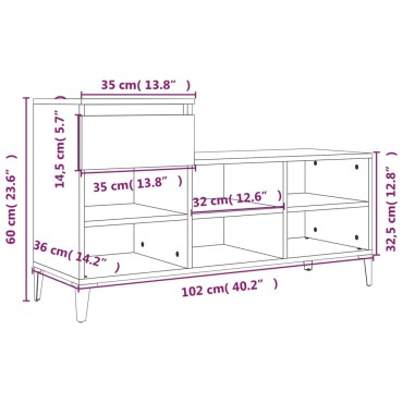 vidaXL Παπουτσοθήκη Sonoma Δρυς 102x36x60cm από Επεξεργασμένο Ξύλο