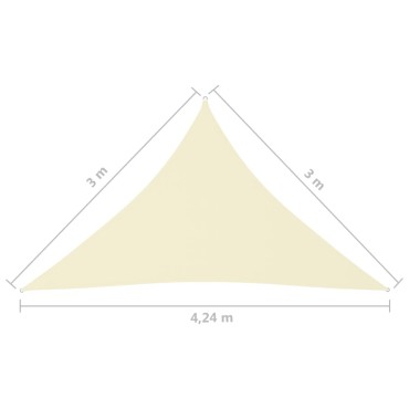 vidaXL Πανί Σκίασης Τρίγωνο Κρεμ 3 x 3 x 4,24 μ. από Ύφασμα Oxford