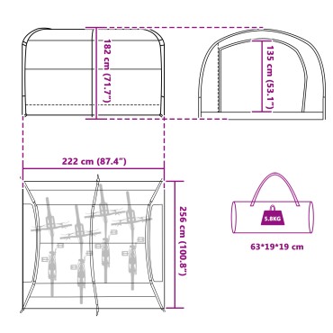 vidaXL Σκηνή αποθήκευσης ποδηλάτων με στέγη Μπλε 256 x 222 x 182 εκ