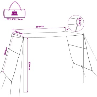 vidaXL Τέντα ανθεκτική στο νερό Πράσινο 250 x 240 x 220 εκ.