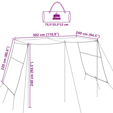 vidaXL Τέντα ανθεκτική στο νερό Πράσινο 302 x 240 x 240 εκ.