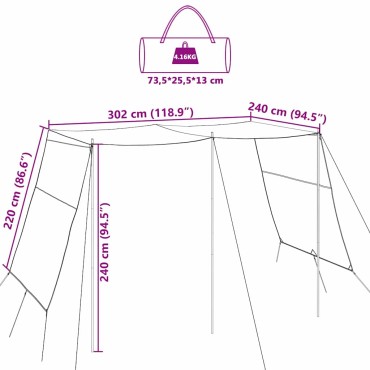 vidaXL Τέντα ανθεκτική στο νερό Πράσινο 302 x 240 x 240 εκ.