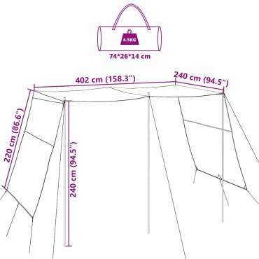 vidaXL Τέντα ανθεκτική στο νερό Πράσινο 402 x 240 x 240 εκ.