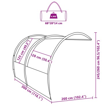 vidaXL Τέντα ανθεκτική στο νερό άτομο 260 x 300 x 260 εκ Αδιάβροχο