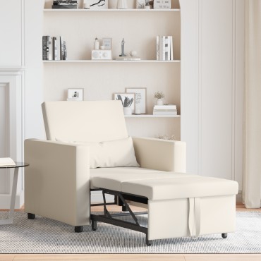 vidaXL Καναπές Κρεβάτι Μονό Κρεμ λευκό 90x165x87cm ύφασμα 1 τεμ.