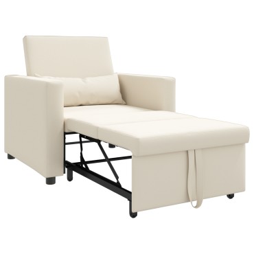 vidaXL Καναπές Κρεβάτι Μονό Κρεμ λευκό 90x165x87cm ύφασμα 1 τεμ.