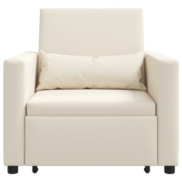 vidaXL Καναπές Κρεβάτι Μονό Κρεμ λευκό 90x165x87cm ύφασμα 1 τεμ.
