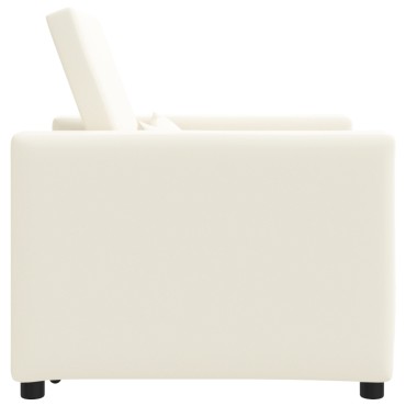 vidaXL Καναπές Κρεβάτι Μονό Κρεμ λευκό 90x165x87cm ύφασμα 1 τεμ.