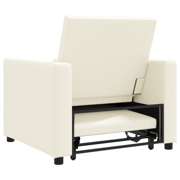 vidaXL Καναπές Κρεβάτι Μονό Κρεμ λευκό 90x165x87cm ύφασμα 1 τεμ.