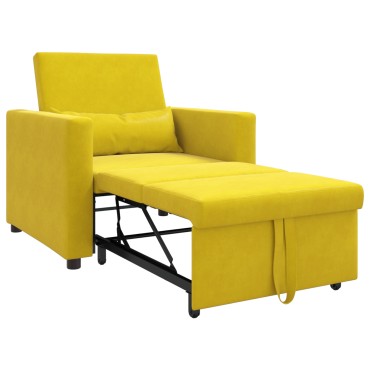 vidaXL Καναπές Κρεβάτι Μονό Κίτρινο Βελούδο 90,0x165,0x87,0cm 1 τεμ.