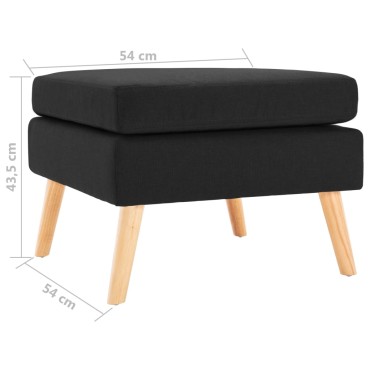 vidaXL Σκαμπό/Υποπόδιο Μαύρο Υφασμάτινο 54x54x43,5cm 1 τεμ.