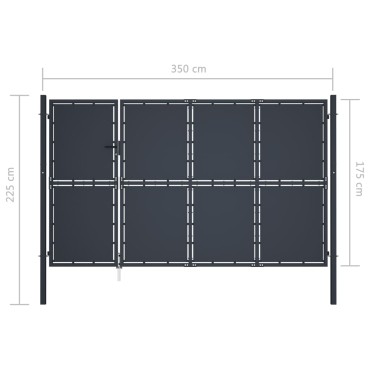 vidaXL Πόρτα Κήπου Ανθρακί 350x175 εκ. από Ατσάλι
