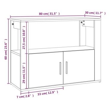 vidaXL Ντουλάπι Λευκό 80x30x60cm από Επεξεργασμένο Ξύλο 1 τεμ.