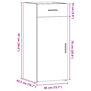 vidaXL Συρταριέρα Λευκή 40x42,5x93cm από Επεξεργασμένο Ξύλο 1 τεμ.