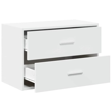 vidaXL Ντουλάπι με 2συρτάρια Λευκό 60x31x40cm Ξύλινο μηχανουργικό ξύλο 1 τεμ.