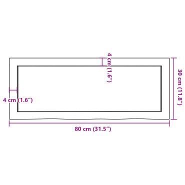 vidaXL Πάγκος Μπάνιου Αν. Καφέ 80x30x(2-4) εκ. Επεξεργ. Μασίφ Ξύλο