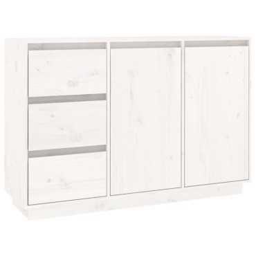 vidaXL Μπουφές με Συρτάρια Λευκός 111x34x75cm από Μασίφ Ξύλο Πεύκου 1 τεμ.