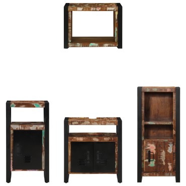 vidaXL Σετ Επίπλων Μπάνιου 4 τεμ. Πολύχρωμο και Μαύρο 55x35x60cm
