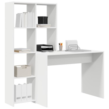 vidaXL Γραφείο Λευκό Επεξεργασμένο Ξύλο 138,5x55x143 εκ 1 τεμ.