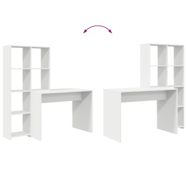vidaXL Γραφείο Λευκό Επεξεργασμένο Ξύλο 138,5x55x143 εκ 1 τεμ.