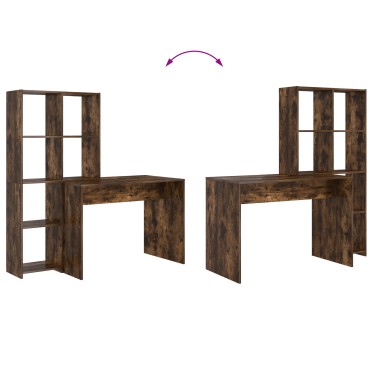 vidaXL Γραφείο Καπνιστό Δρύς 138,5x55x143cm Επεξεργασμένο Ξύλο 1 τεμ.