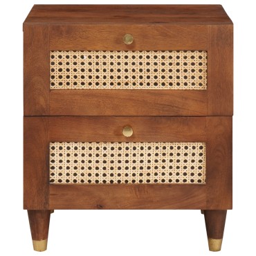 vidaXL Κομοδίνο 2 τεμ. Καφέ 40x33x46cm Μασίφ ξύλο ακακίας