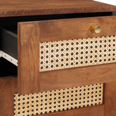 vidaXL Κομοδίνο 2 τεμ. Καφέ 40x33x46cm Μασίφ ξύλο ακακίας
