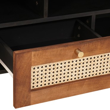 vidaXL Ντουλάπι TV Καφέ 100x33,5x46cm Στερεό ξύλο μάνγκο 1 τεμ.