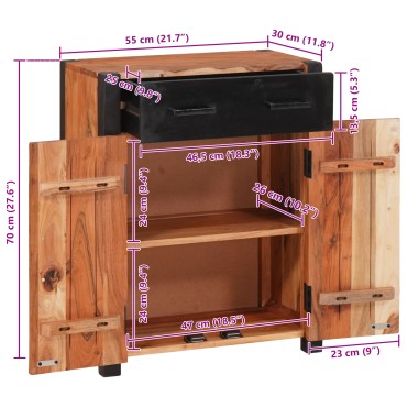 vidaXL Πλαϊνό γραφείο Καφέ 55x30x75cm Στερεό Ξύλο Ακακίας 1 τεμ.