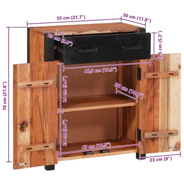 vidaXL Πλαϊνό γραφείο Καφέ 55x30x75cm Στερεό Ξύλο Ακακίας 1 τεμ.
