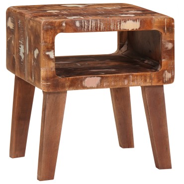 vidaXL End Table με ράφι Καφέ 40x32x46cm Στερεό Ανακτηθέν Ξύλο
