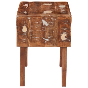 vidaXL End Table με ράφι Καφέ 40x32x46cm Στερεό Ανακτηθέν Ξύλο