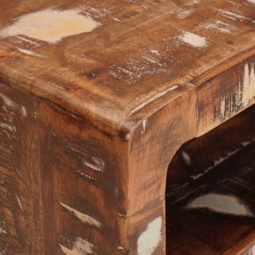 vidaXL End Table με ράφι Καφέ 40x32x46cm Στερεό Ανακτηθέν Ξύλο