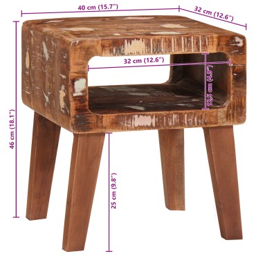vidaXL End Table με ράφι Καφέ 40x32x46cm Στερεό Ανακτηθέν Ξύλο