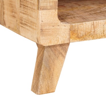 vidaXL End Table με ράφι Καφέ 40x40x49cm Στερεό ξύλο μάνγκο