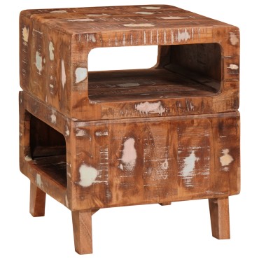 vidaXL End Table με ράφι Καφέ 40x40x49cm Στερεό Ανακτηθέν Ξύλο