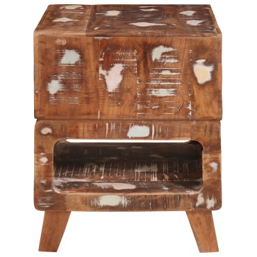 vidaXL End Table με ράφι Καφέ 40x40x49cm Στερεό Ανακτηθέν Ξύλο