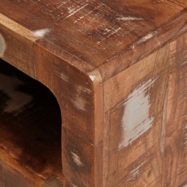 vidaXL End Table με ράφι Καφέ 40x40x49cm Στερεό Ανακτηθέν Ξύλο