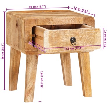 vidaXL End Table με συρτάρι Καφέ 40x32x46cm Στερεό ξύλο μάνγκο