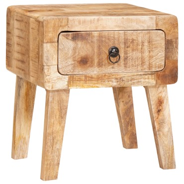 vidaXL End Table με συρτάρι Καφέ 40x32x46cm Στερεό ξύλο μάνγκο