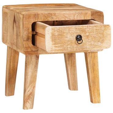 vidaXL End Table με συρτάρι Καφέ 40x32x46cm Στερεό ξύλο μάνγκο