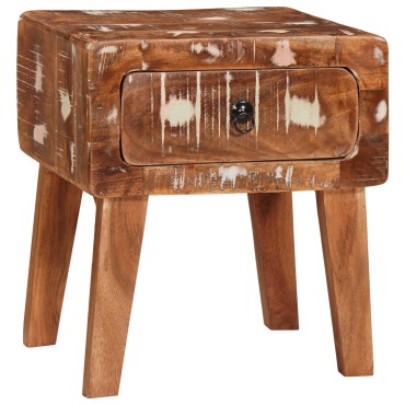 vidaXL End Table με συρτάρι Καφέ 40x32x46cm Στερεό Ανακτηθέν Ξύλο